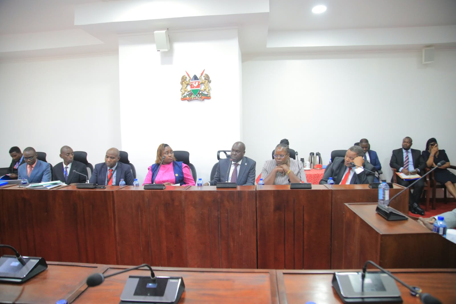PBORA Director, Dr Laxmana Kiptoo (center), appearing at the Senate Standing Committee on Health to clarify the Authority's regulatory intervention at Family Health Options Kenya (FHOK), following a petition by some members of the FHOK Board