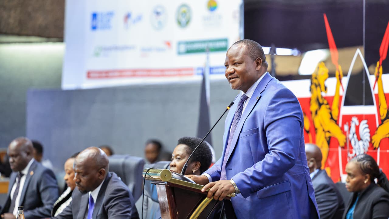 PBORA Board Chairman, Hon. Mwambu Mabonga, giving his remarks at the opening ceremony of the PBO Week 2026 at the KICC