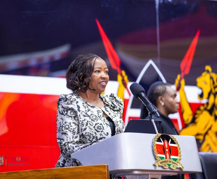 First Lady Mrs Rachel Ruto addressing stakeholders during the launch of the PBO Week 2026 at KICC, Nairobi on 13 April, 2026. 